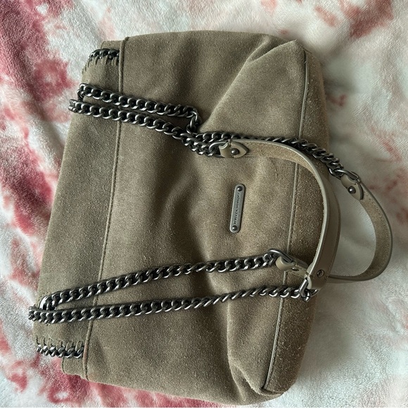 Rebecca Minkoff Stylish Edie Tan Suede Chain Shoulder Bag - Picture 5 of 8